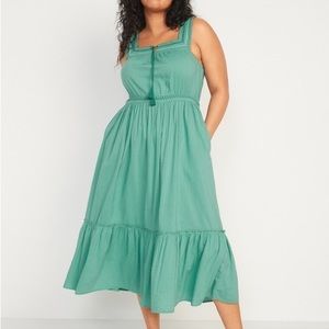 XXL Old Navy Sleeveless Waist Defining Embroidered Clip-Dot Maxi Dress